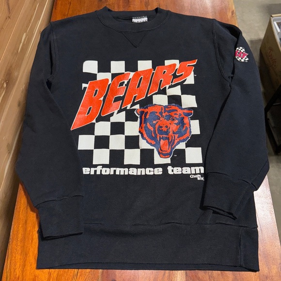 VTG 90’s Chicago Bears Signal Sports Chalk Line Racing USA Made NFL Sweatshirt S - Picture 2 of 11
